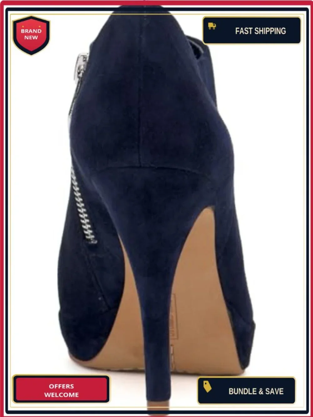 Vince Camuto Elvin Suede Platform Bootie Almond Toe Zipper Ankle Boots
